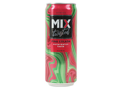 Gazuotas alkoholinis MIX TWISTED kokteilis PINA COLADA WATERMELON